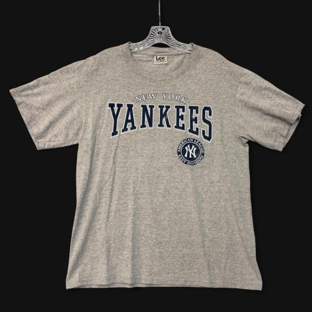Vintage 90s Lee Sport New York Yankees Single Stitch Grey MLB Graphic Tee Medium